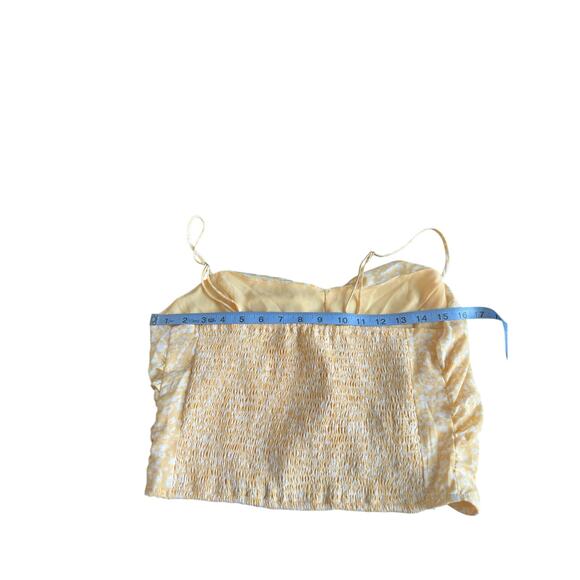 Abercrombie & Fitch Yellow White Floral Whimsical Cropped Ruched Top Large - Picture 7 of 7